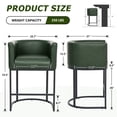 thumbnail image 2 of ClinQ 26" Counter Height Bar Stools Set of 3, PU Leather Barrel Bar Chairs with Back and Arms for Kitchen Island, Darkgreen, 2 of 14