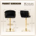 thumbnail image 5 of Homefun Velvet Bar Stools Set of 2,Modern Height Adjustable Swivel Barstools Counter Chairs with High Back & Gold Metal Base, 5 of 9