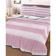 thumbnail image 3 of Quilts Twin-XL Size Bedding Set, Pink Striped Lightweight Quilted Comforter, Farmhouse Vintage Stripes Soft Reversible Bedspread Coverlet with Pillow Covers for All Season, 68" x 98", 3 of 7