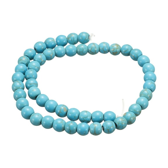 Uxcell 50pcs Natural Stone Beads 6mm Blue Turquoise Round Gemstone Stone Loose Beading Real Genuine Smooth Balls Bead for Jewelry Making Bracelets Necklace Earrings DIY