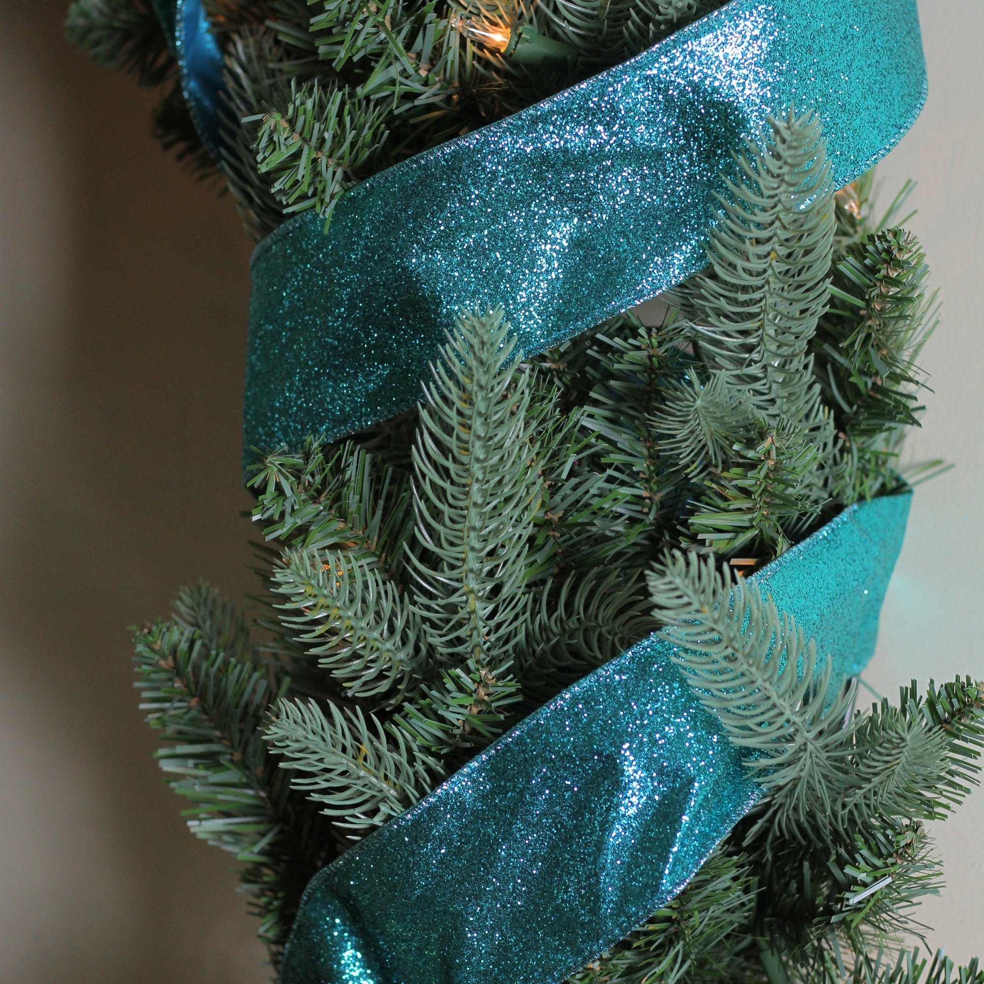 Northlight Pack of 12 Shimmering Teal Green Solid Wired Christmas Craft Ribbon - 2.5" x 120 Yards
