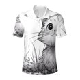 thumbnail image 2 of Daiia Cute Cat Meadow Sketch Pattern Men’s Polo Shirts,Solid Deck Shirt,Classic Fit, Breathable Cotton Polo for Casual and Sport Wear-Medium, 2 of 7