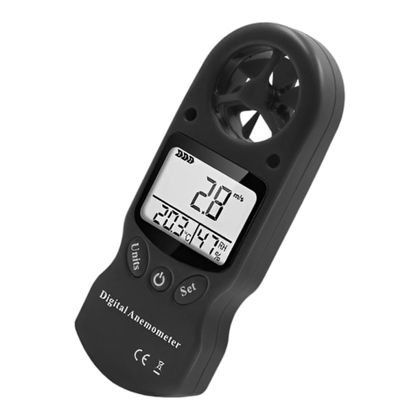 Speravity Mini anemómetro portátil multiusos LCD Digital de mano viento velocidades medidor de humedad higrómetro termómetro herramienta Accesorios para bloques patrón Negro Speravity TO011202-02