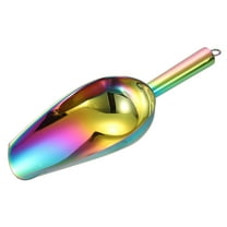Metal Ice Scoop, 11" x 4.1"Stainless Steel Ice Scooper for Home Bar Use, Rainbow
