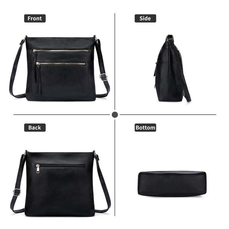 GAEKEAO Crossbody for Women Vegan Leather Casual Satchel Bag Shoulder Purse with Zipper Pockets and Adjustable Strap