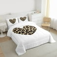 thumbnail image 3 of jejeloiu Cartoon Cute Loves Full Size Comforter Sets,Chic Cheetah Print Bedding Comforter Set,Brown White Bedding Sets For Girls Teens,Microfiber Bedroom Decor Reversible,3 Pieces, 3 of 8