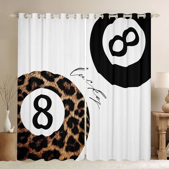 Castle Fairy Boys Girls Cheetah Print Black Out Curtains,Sport Billiards Curtains Pack of 2 (42x63 Each),Animal Leopard Print Bedroom Curtains,Ultra Soft Home Decor