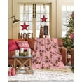 thumbnail image 3 of Christmas Flannel Blanket for Bed,Travel and Camping, Pink Nosed Reindeer Snowflakes Texture Pink Super Soft Cozy Blanket for All Seasons 40"x50", 3 of 6