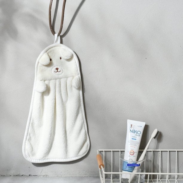 Toalla de vellón de coral para colgar, toalla de mano con dibujos de animales, toalla absorbente para cocina y baño, toalla de mano