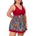 thumbnail image 2 of Summer Mae Womens Plus Size Swimsuits with Shorts One Piece Bathing Suit Floral Printed Swimwear Padded High Waist Swimdress, 2 of 7
