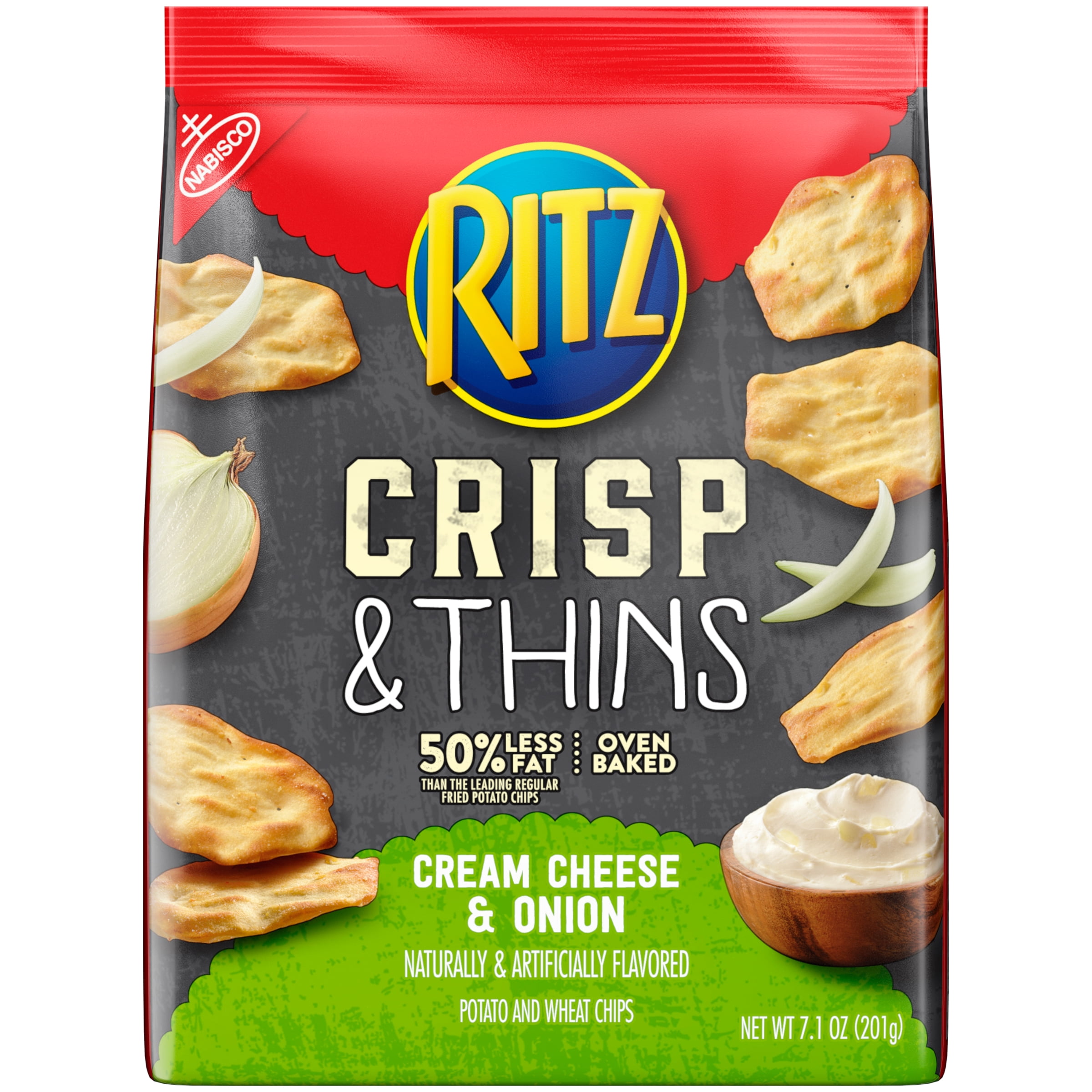 Ritz Crisp & Thins Cream Cheese & Onion OvenBaked Chips, 7.1 oz