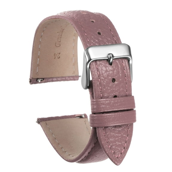 Uxcell Genuine Leather Watch Bands 24mm Flat Quick Replacement Leather Watch Strap Elegant Women Men Watch Straps Pink