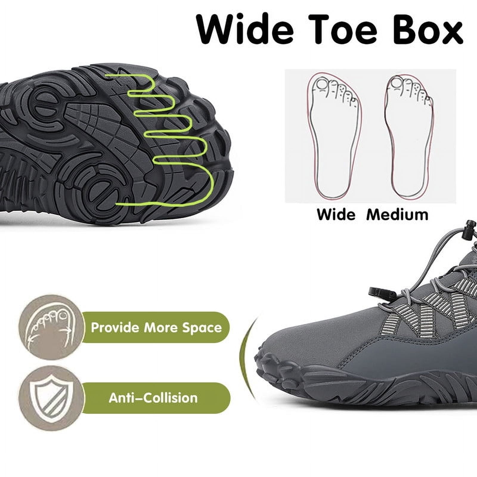 Stepedia Barefoot Winter Hiking Boots Men Women Wide Toe Box Waterproof Snow Boots for Outdoor Walking, Dark Gray 7 Women/6 Men