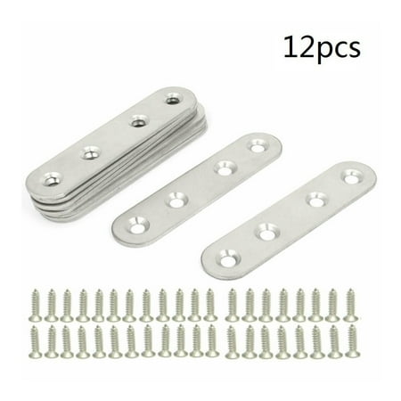 

Mduoduo 12 Pcs Stainless Steel Heavy Duty Straight Flat Plate Bracket Connector Furniture