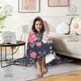 thumbnail image 4 of Wearable Blanket,Pioneer Flower Floral Print Pattern Hooded Wearable Flannel Blanket for Adults & Teens,Winter Poncho Shawl Wrap Cape Cozy Anti-Pill,50"x60", 4 of 5