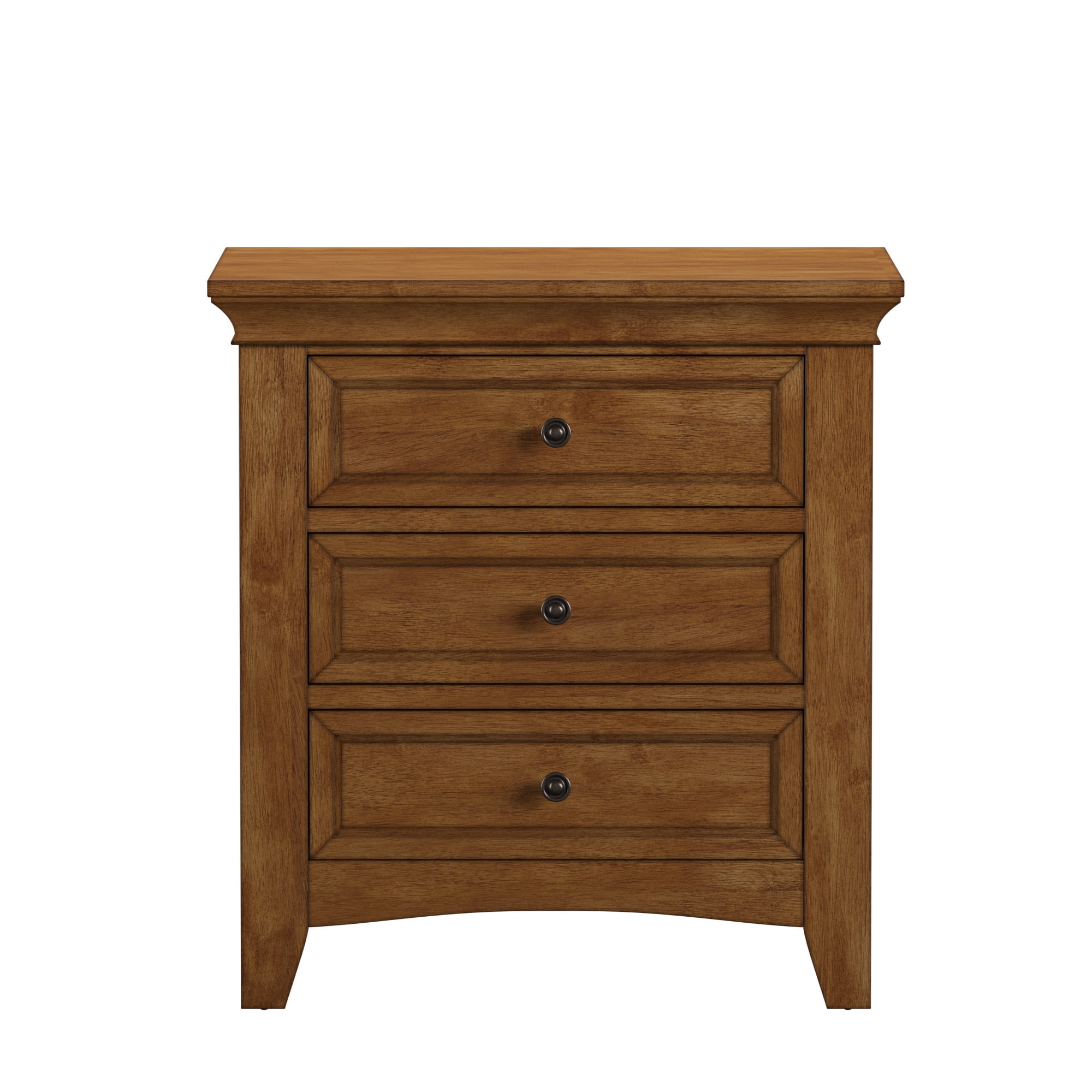 Weston Home Crestler Classic Nightstand with 3-Drawers & Charging Station, Oak