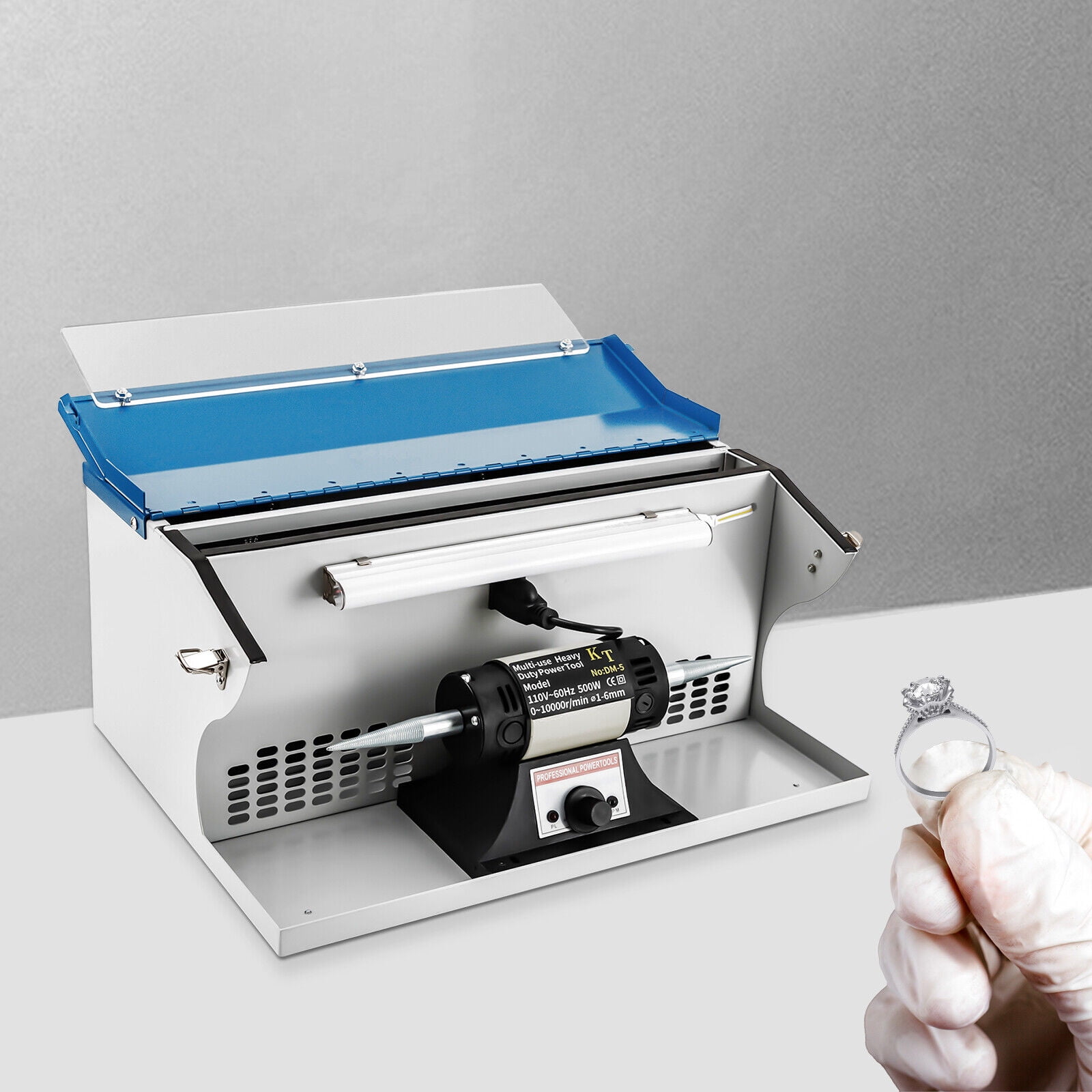 Polishing Buffing Machine Dust Collector Table Top Jewelry Polisher with Light Jewelry Cleaners & Polish