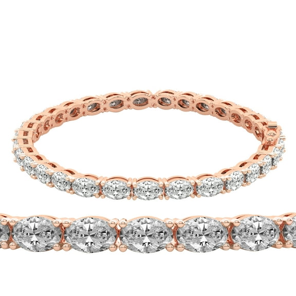 Diamond Tennis Bracelet | 7 Carat EGL Certified Lab Grown Diamond Bracelet Line 7" | 14K in Rose Gold | Aldea Oval Lab Diamond Tennis Bracelet | Prong Settings | FG-VS1-VS2 Quality | Friendly Diamonds