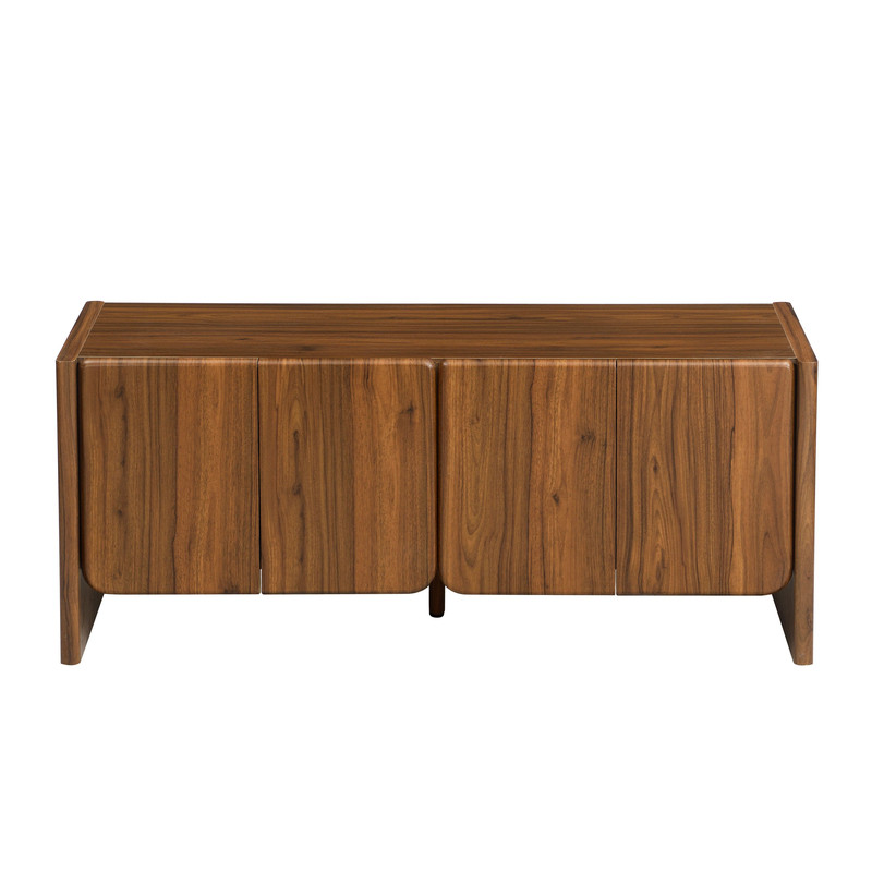 Euroco 59" Sideboard Buffet Cabinet with Storage, Mid Century Modern Sideboard with 4 Doors, Credenza Coffee Bar for Kitchen Living Room,Walnut