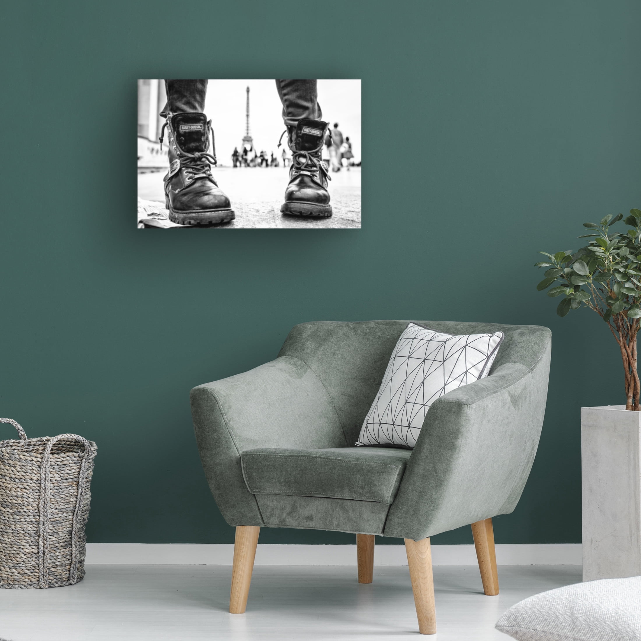 Canvas Wall Art - Mike Franks 'Biker Boots In Paris' Wall Art for Living Room, Bedroom, or Office D?cor by Trademark Fine Art - 19 x 12 Inches