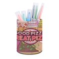 thumbnail image 1 of Juego de Pizza-theme Cylinder Pen Holder Pencil Organizer with Flannel Lining PVC Leather Material Cardboard Base for study work 10*8CM, 1 of 6