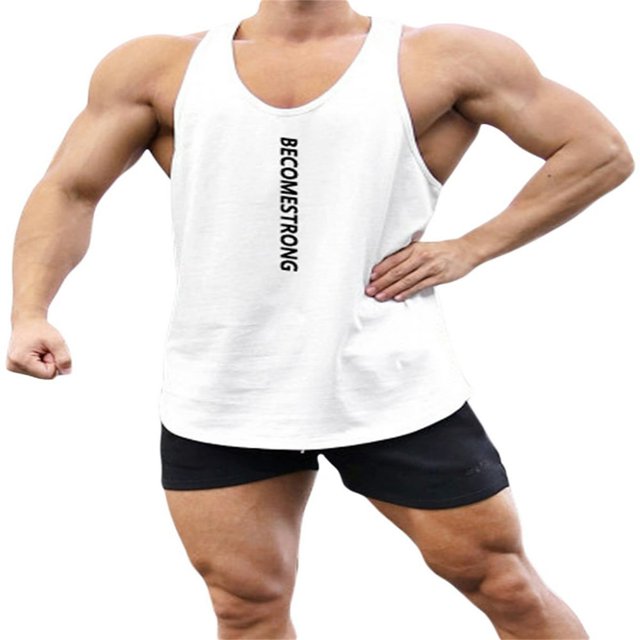 Débardeur de Sport Décontracté pour Hommes Col Rond Imprimé Lettre Sans Manches Ample pour Entraînement Gym Course