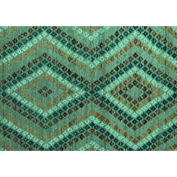 Ahgly Company Machine Washable Indoor Rectangle Abstract Turquoise Blue Modern Area Rugs, 5' x 7'