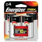 Energizer MAX D Alkaline Batteries, 4-Count