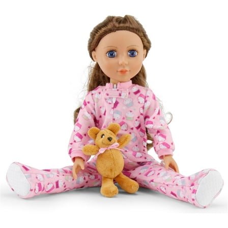 Emily Rose 14 Inch Doll Footed Cupcake Print 14" Doll Pajamas  | Compatible with 14" American Girl Wellie Wishers Dolls