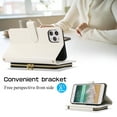 thumbnail image 3 of Crossbody Wallet Case for iPhone SE 2022&2020/ iPhone 8/ iPhone 7 Chain Lanyard & Wrist Hand Strap Case with Card Slots Zipper Pocket Kickstand, Premium PU Leather Magnetic Clasp Flip Cover, White, 3 of 9