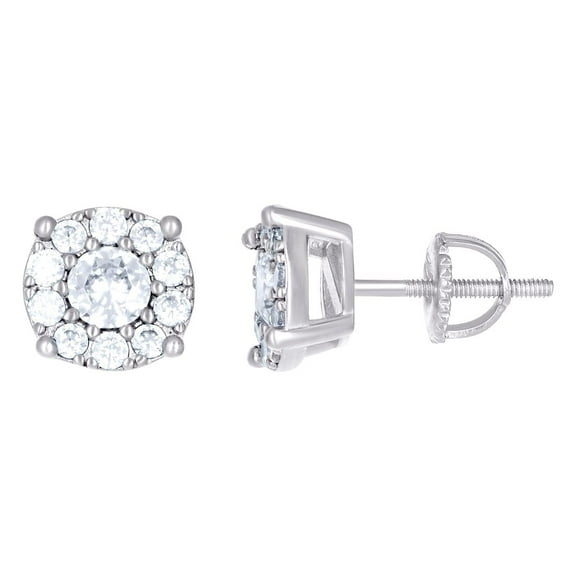 925 Sterling Silver Womens Moissanite 9mm Fashion Stud Earrings Screw Back Stud Earring for Women