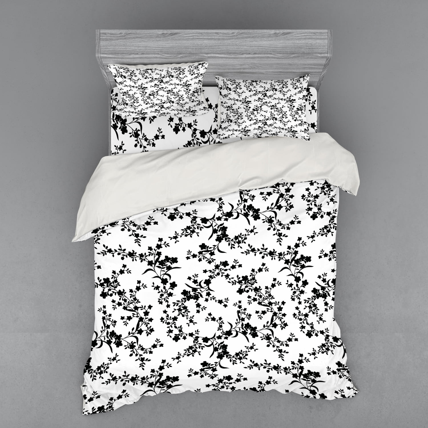 Floral Duvet Cover Set, Victorian Style Curved Flower ...