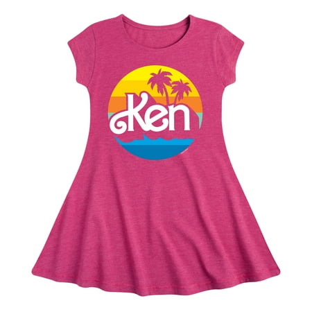 

Barbie - Ken - Palm Trees - 70 s Style - Toddler And Youth Girls Fit And Flare Dress