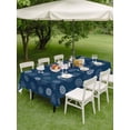 thumbnail image 3 of Outdoor Tablecloth with Umbrella Hole and Zipper, Navy Blue Daisy Rectangle Table Cloth 60x84 Inch Waterproof Tablecloth, Modern Farmhouse Chrysanthemum Floral Picnic Table Cover for Patio Camping, 3 of 7
