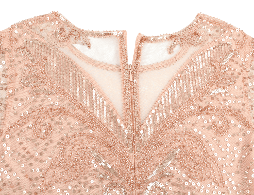 green emerald velvet dress 1920s Bead & Sequin Rose Gold Flapper – Shrimpton Couture main image 0