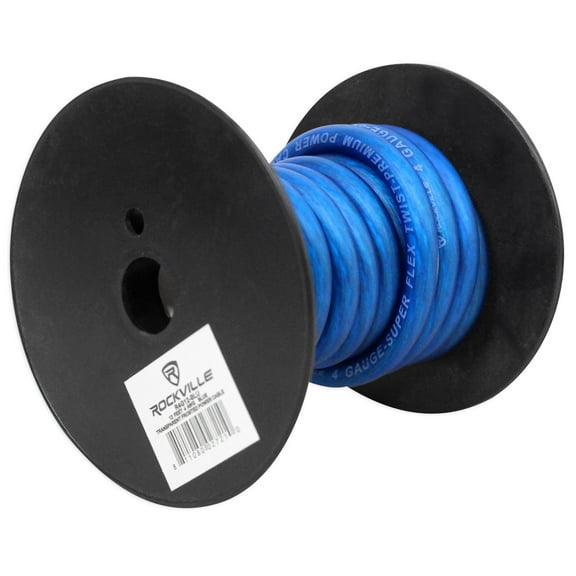 Rockville R4G12-BLUE 4 AWG Gauge 12 Foot Car Amp Power Wire