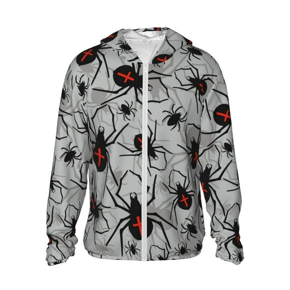 Saiise Spiders Pattern Sun Protection Hoodie for Men and Women, Lightweight Quick-Dry Windproof with Hood and Zip-X-Large