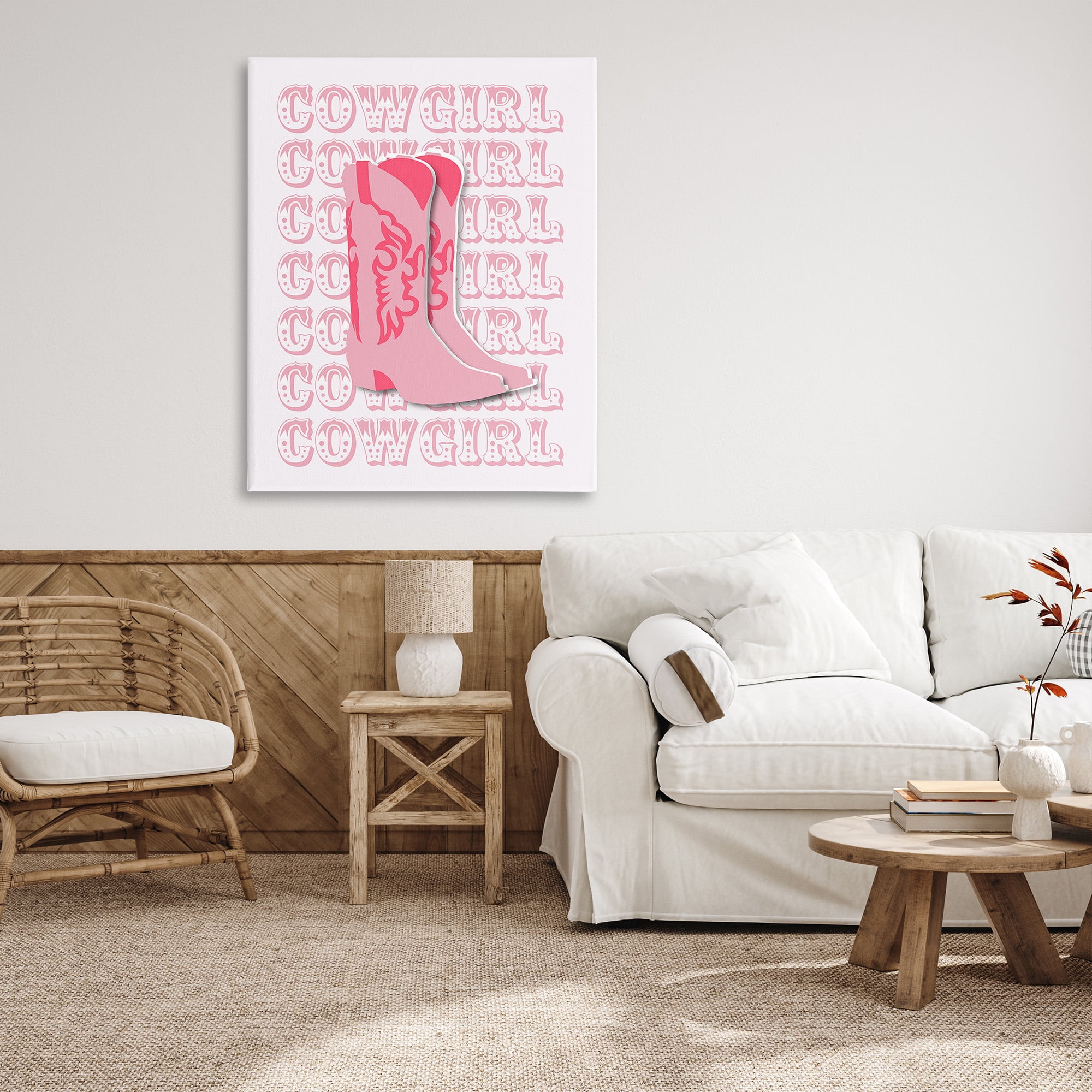 Stupell Industries Pastel Cowgirl Boots Beauty & Fashion Painting Gallery Wrapped Canvas Art Print Wall Art, 36 x 48