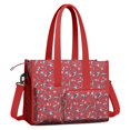 thumbnail image 2 of Teacher Tote Bag,Red Cartoon Dinosaurs Snowflakes Pattern Teacher Utility Tote Bag,Large Work Tote Bags for Women with Multiple Pockets,Top Zipper Closure,13.8x10.6x6.7 Inch, 2 of 5