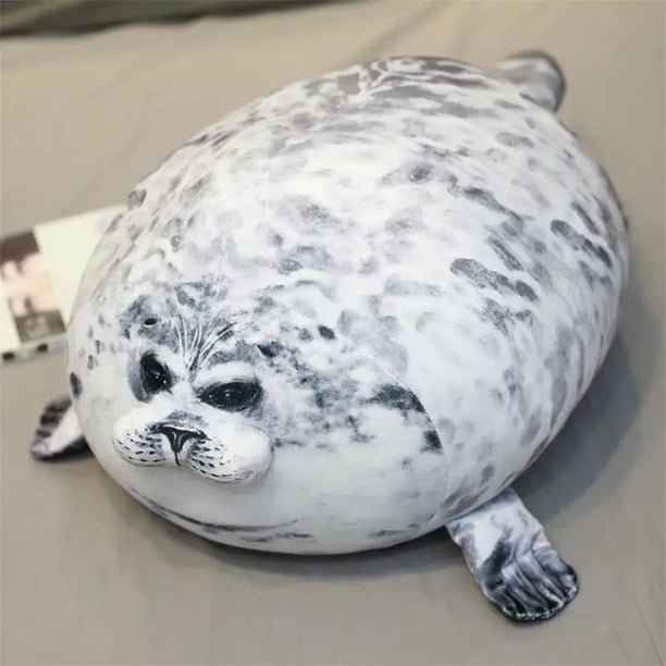 Juguete de peluche de felpa de sello de Piel Gris Kawaii, muñeco de peluche suave, almohada para dormir, lindo regalo de belleza y moda para decoración de habitación de niños, 30-100cm