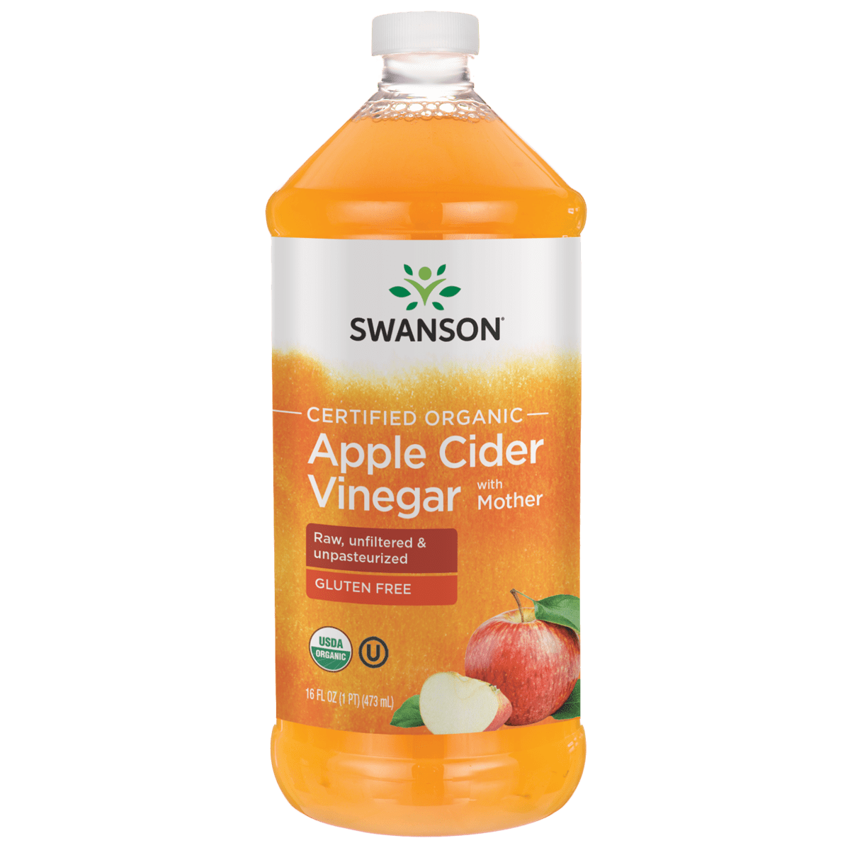 Swanson Certified Organic Apple Cider Vinegar with Mother 16 fl oz Liquid