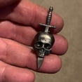 thumbnail image 4 of Gothic Skull Daggers Badge Pin Vintage Horror Skeleton Brooch Crossing Swords Badge Clothing Pin Jewelry Lapel Pin, 4 of 8