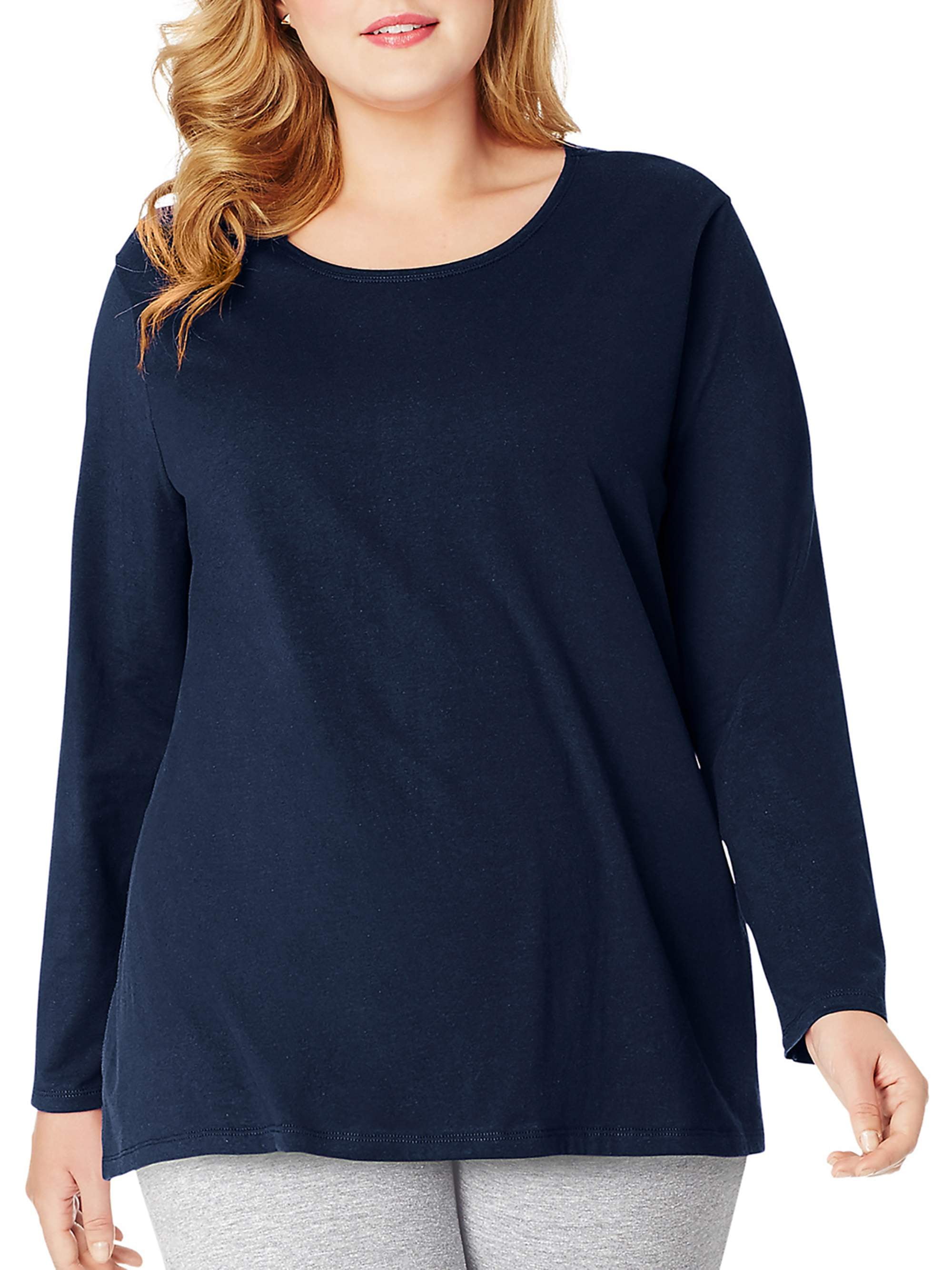 JMS by Hanes PlusSize Women's LongSleeve Scoopneck Tee