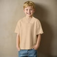 thumbnail image 2 of UAYOTSE Short Sleeve Polo Shirts Toddler Boys Solid Color T-Shirt School Uniform Soft Comfortable Cotton Pullover Tops Summer Clothes,16-17 Years Beige, 2 of 4