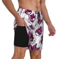 thumbnail image 3 of Haiem Tulips Flowers Mens Swim Trunks with Compression Liner 2 in 1 Swimming Shorts Stretch Swimwear Quick Dry,Board Shorts-3X-Large, 3 of 9
