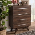 thumbnail image 2 of Baxton Studio Auburn Mid-Century Modern Walnut Brown Finished Wood 4-Drawer Chest, 2 of 10