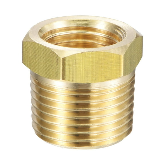 Brass Pipe Fitting Reducer Adapter 3/8" BSPT Male x 1/4" NPT Female for Water Oil Pressure Gauge, Pack of 1