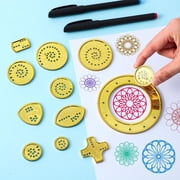 Spiral Art Gear Geometric Ruler Circle Template, for Drawing Plastic Template Ruler Drawing Kit Spiral Curve Stencils with Pens Paper for DIY Art Crafts Sketch