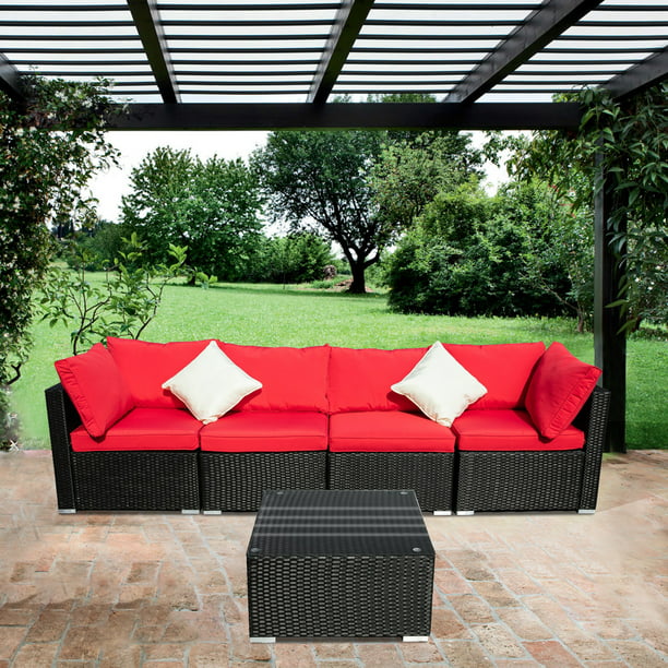Ainfox 5 Pieces Outdoor Patio Furniture, Outdoor Sofa Cushions Clearance
