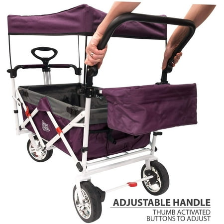 Push Pull Collapsible Folding Wagon Stroller Cart for Kids | Purple
